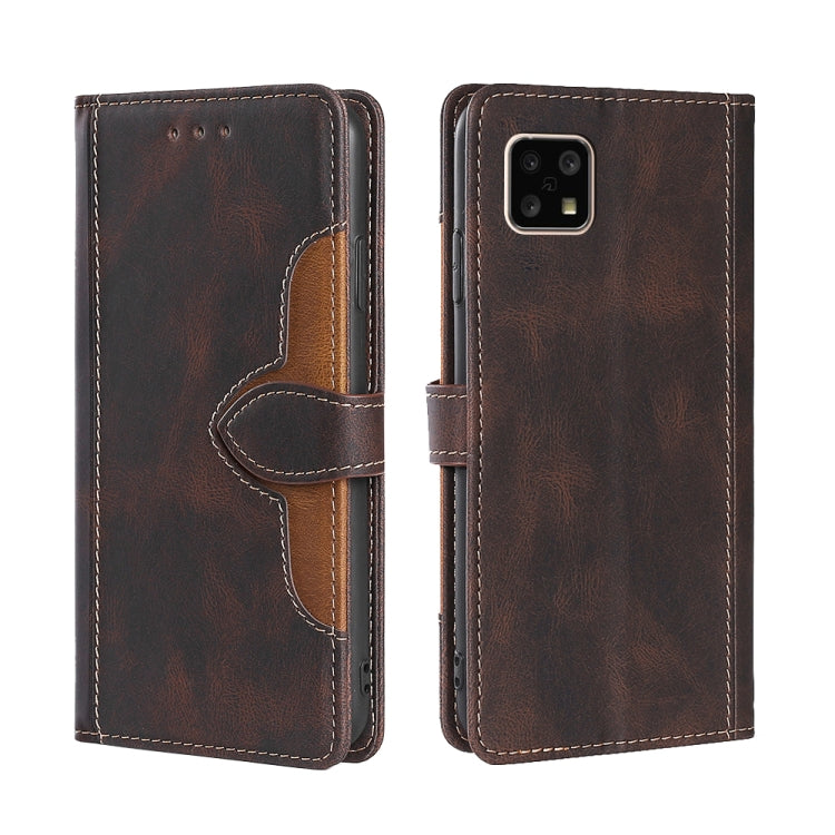 For Sharp Aquos Sense 4 4G/5G Skin Feel Straw Hat Magnetic Buckle Leather Phone Case