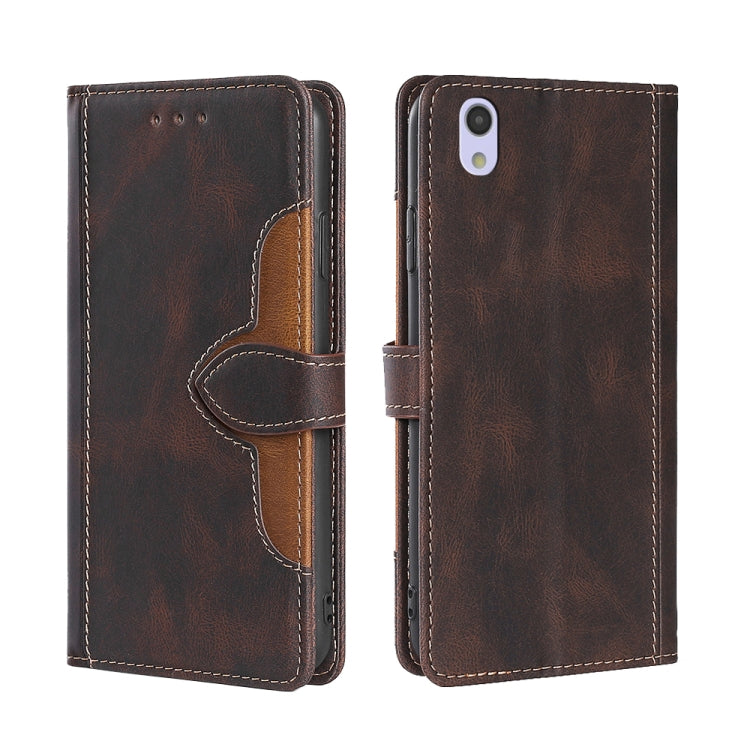 For Sharp Aquos Sense SH-01K SHV40 SH-M05 Skin Feel Straw Hat Magnetic Buckle Leather Phone Case