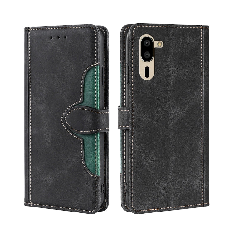 For Sharp Simple Sumaho 5 Skin Feel Straw Hat Magnetic Buckle Leather Phone Case