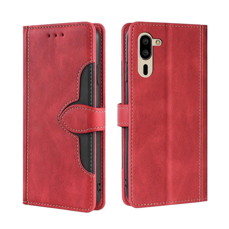 For Sharp Simple Sumaho 5 Skin Feel Straw Hat Magnetic Buckle Leather Phone Case