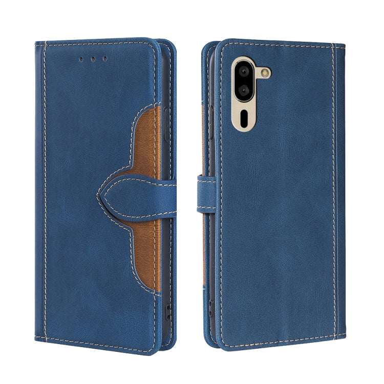 For Sharp Simple Sumaho 5 Skin Feel Straw Hat Magnetic Buckle Leather Phone Case