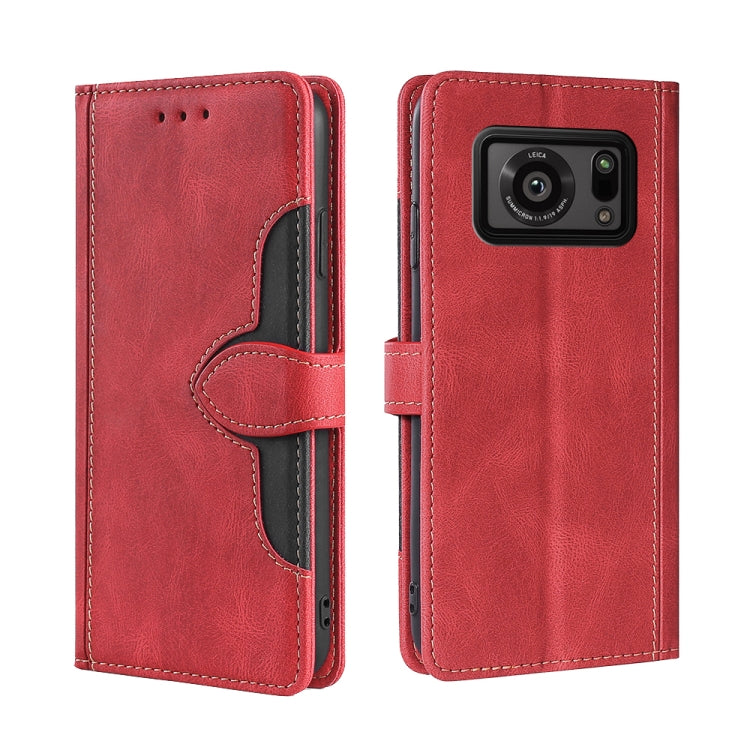 For Sharp Aquos R6 Skin Feel Straw Hat Magnetic Buckle Leather Phone Case