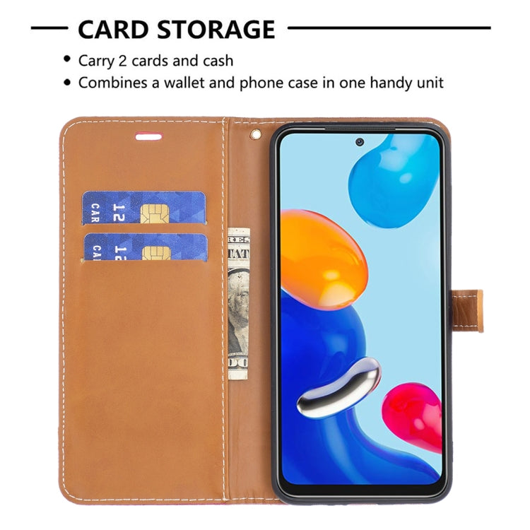 For Xiaomi Redmi Note 11 Global Color Matching Denim Texture Leather Phone Case