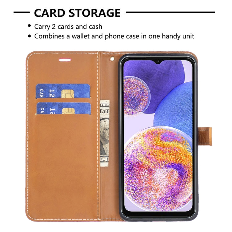For Samsung Galaxy A23 5G Color Matching Denim Texture Leather Phone Case