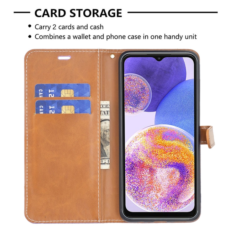 For Samsung Galaxy A23 5G Color Matching Denim Texture Leather Phone Case