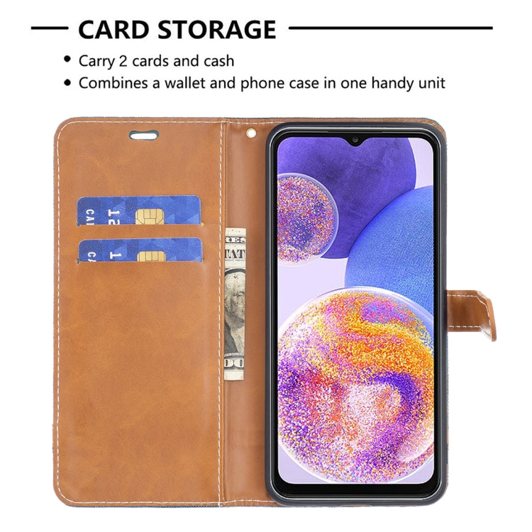 For Samsung Galaxy A23 5G Color Matching Denim Texture Leather Phone Case