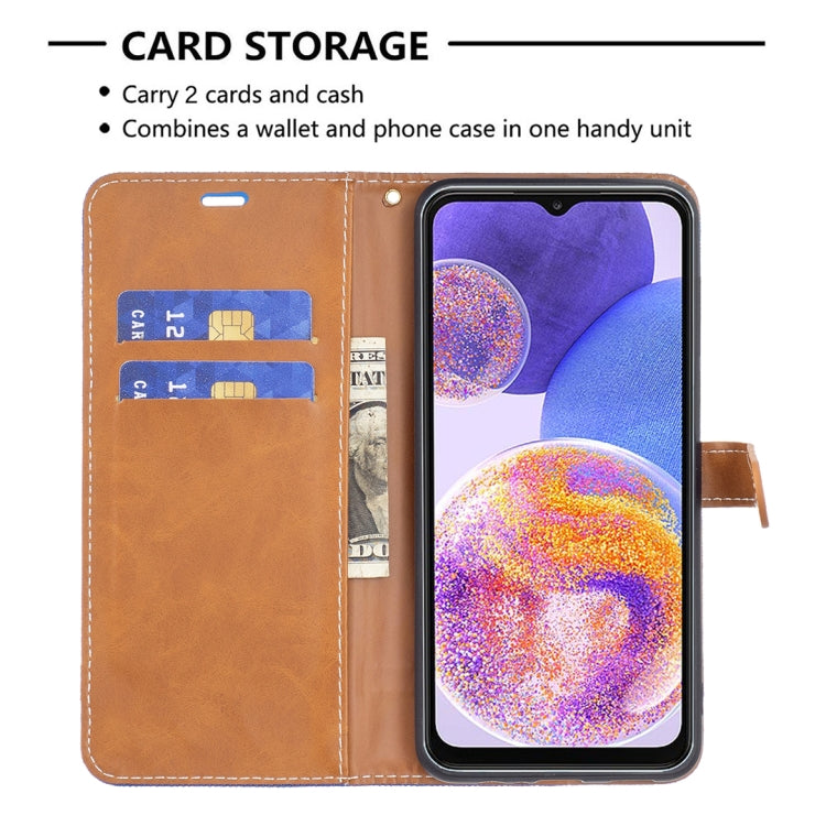 For Samsung Galaxy A23 5G Color Matching Denim Texture Leather Phone Case