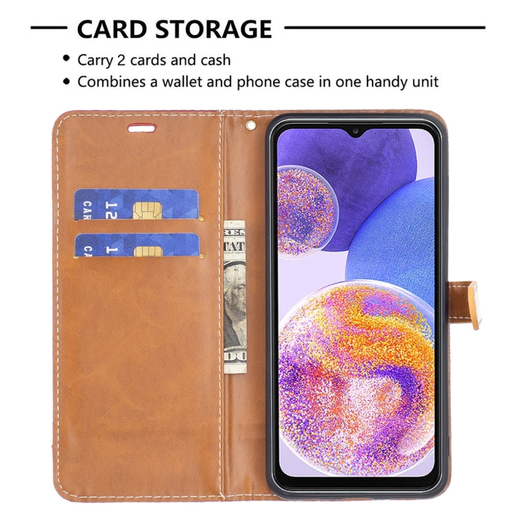 For Samsung Galaxy A23 5G Color Matching Denim Texture Leather Phone Case