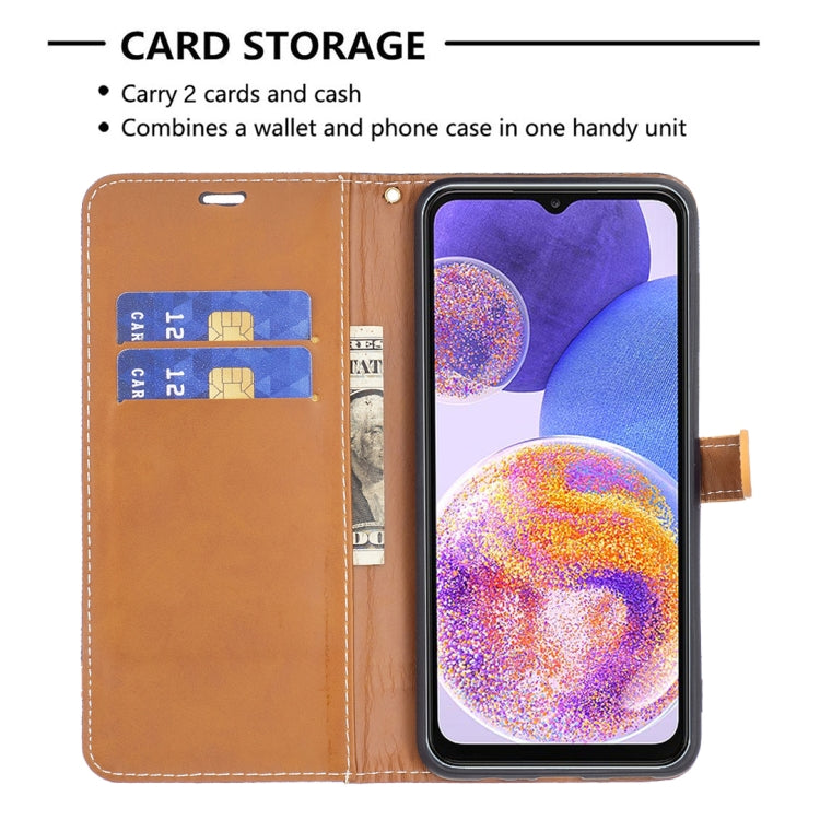 For Samsung Galaxy A23 5G Color Matching Denim Texture Leather Phone Case