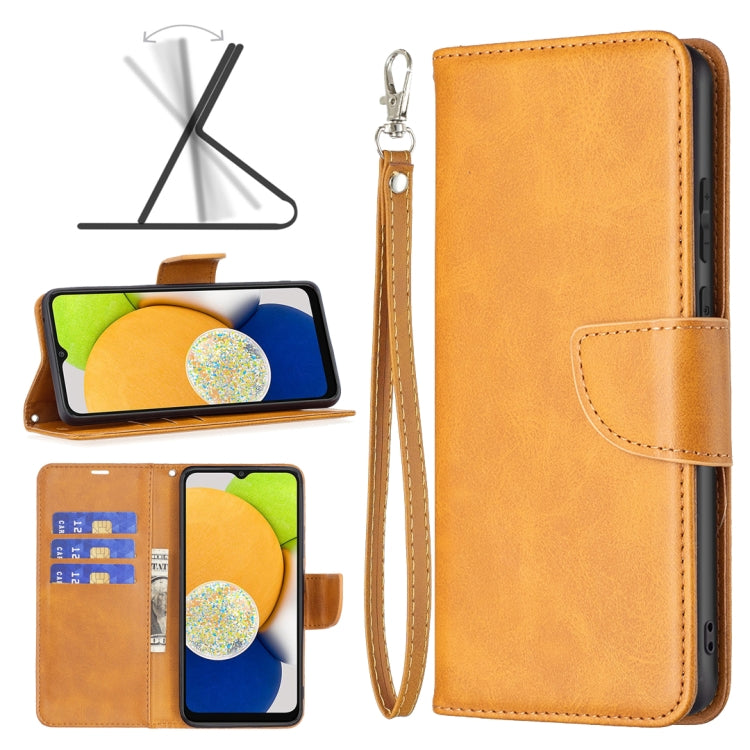 For Samsung Galaxy A03 166mm Lambskin Texture Pure Color Flip Leather Phone Case