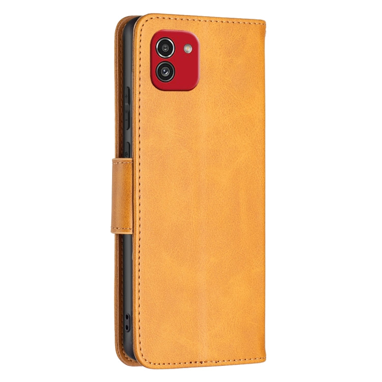 For Samsung Galaxy A03 166mm Lambskin Texture Pure Color Flip Leather Phone Case