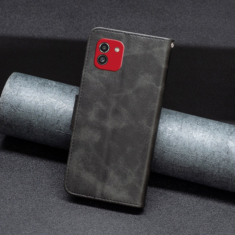 For Samsung Galaxy A03 166mm Lambskin Texture Pure Color Flip Leather Phone Case
