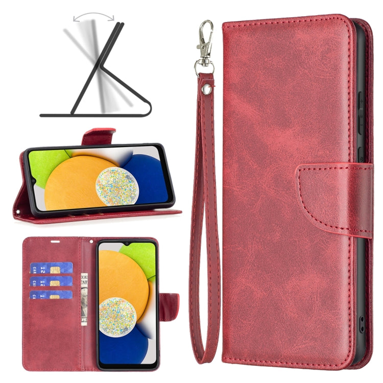 For Samsung Galaxy A03 166mm Lambskin Texture Pure Color Flip Leather Phone Case