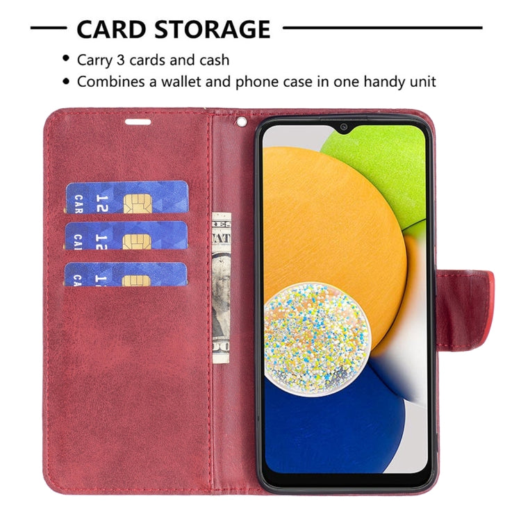 For Samsung Galaxy A03 166mm Lambskin Texture Pure Color Flip Leather Phone Case