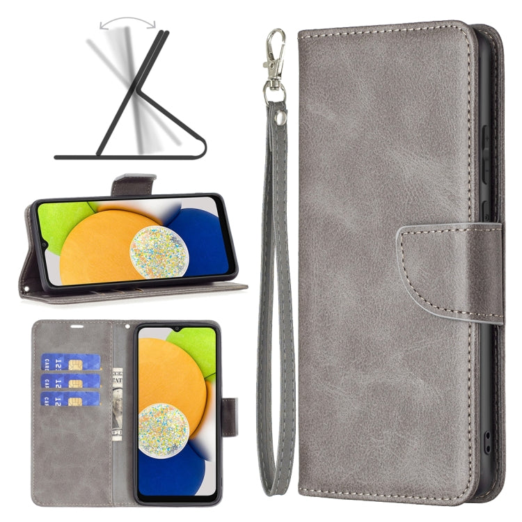 For Samsung Galaxy A03 166mm Lambskin Texture Pure Color Flip Leather Phone Case
