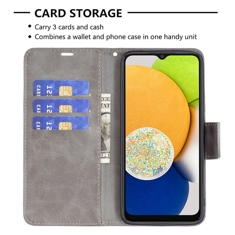 For Samsung Galaxy A03 166mm Lambskin Texture Pure Color Flip Leather Phone Case