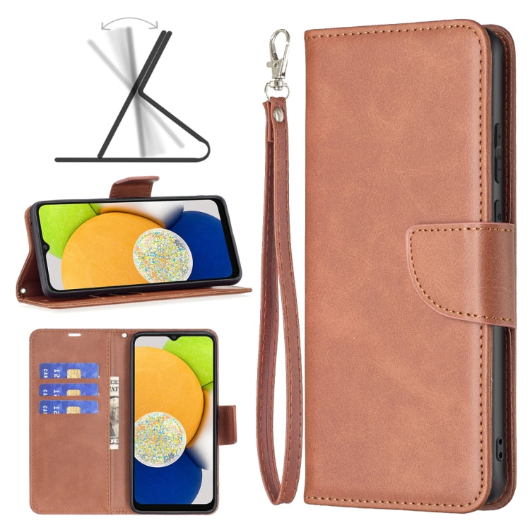 For Samsung Galaxy A03 166mm Lambskin Texture Pure Color Flip Leather Phone Case