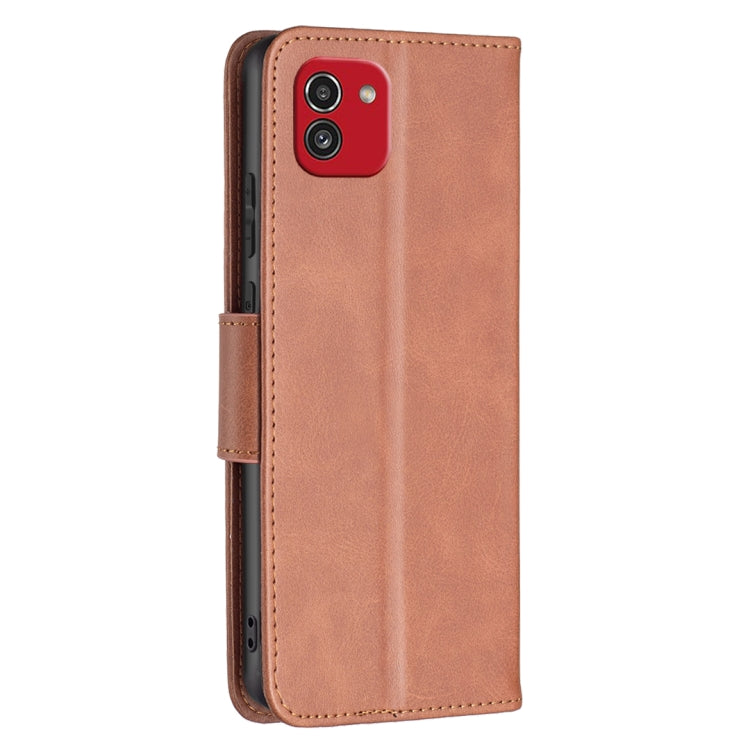 For Samsung Galaxy A03 166mm Lambskin Texture Pure Color Flip Leather Phone Case