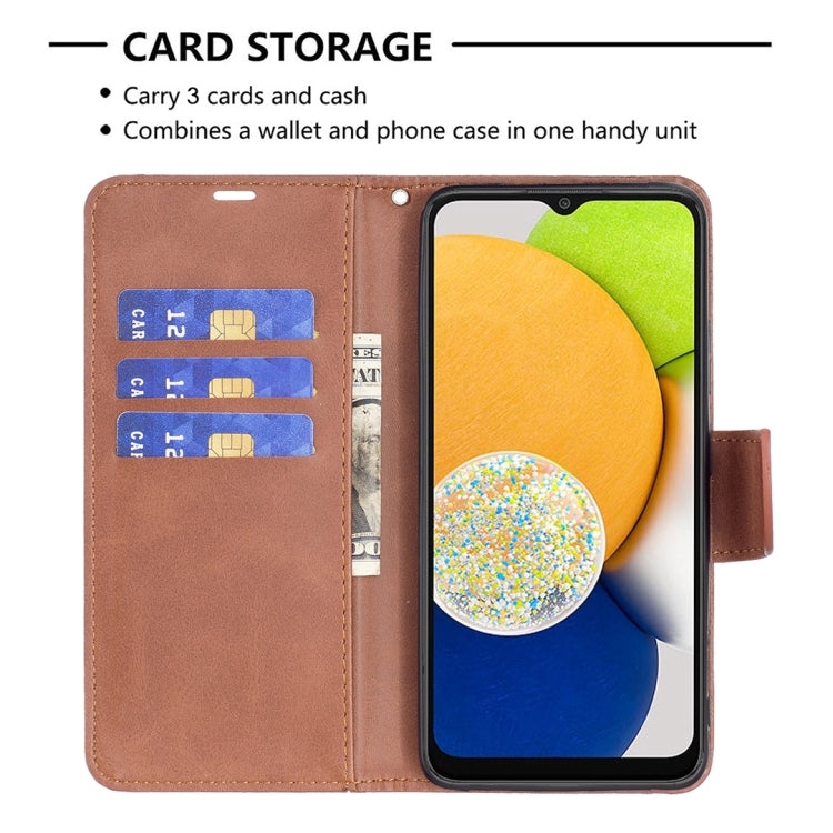 For Samsung Galaxy A03 166mm Lambskin Texture Pure Color Flip Leather Phone Case
