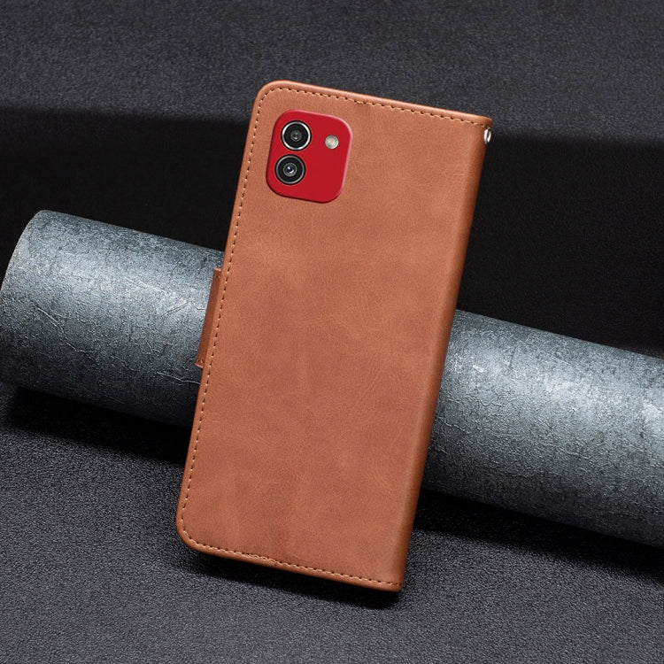 For Samsung Galaxy A03 166mm Lambskin Texture Pure Color Flip Leather Phone Case