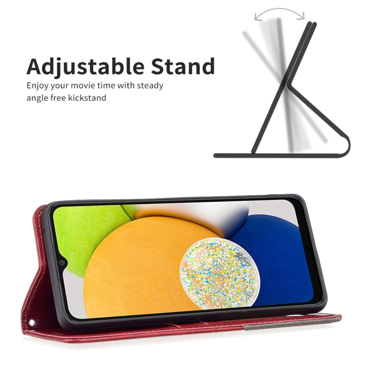 For Samsung Galaxy A03 166mm Rhombus Texture Magnetic Leather Phone Case