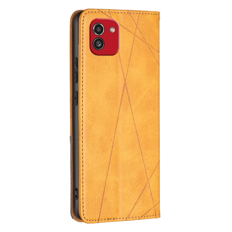For Samsung Galaxy A03 166mm Rhombus Texture Magnetic Leather Phone Case