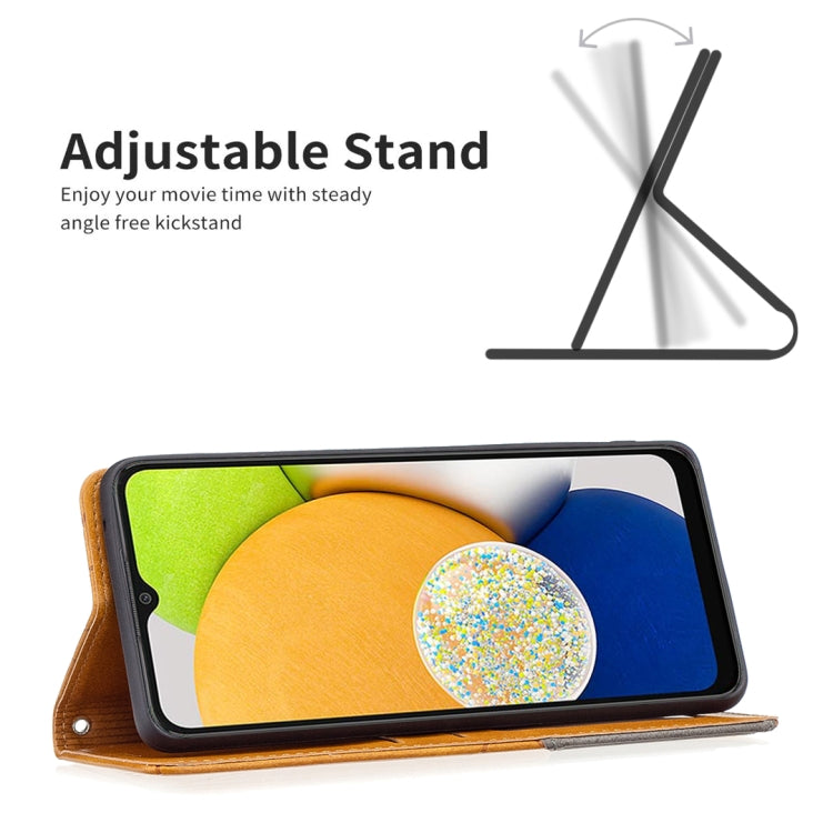 For Samsung Galaxy A03 166mm Rhombus Texture Magnetic Leather Phone Case