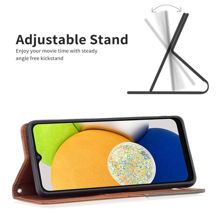 For Samsung Galaxy A03 166mm Rhombus Texture Magnetic Leather Phone Case