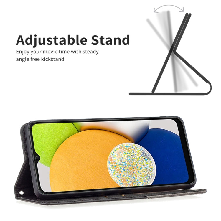 For Samsung Galaxy A03 166mm Rhombus Texture Magnetic Leather Phone Case