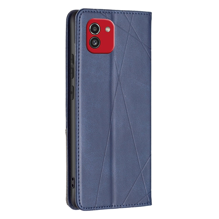 For Samsung Galaxy A03 166mm Rhombus Texture Magnetic Leather Phone Case