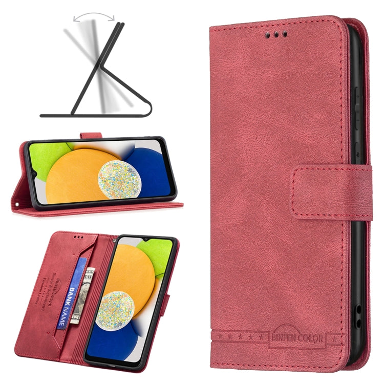 For Samsung Galaxy A03 166mm BF09 Magnetic Buckle RFID Flip Leather Phone Case