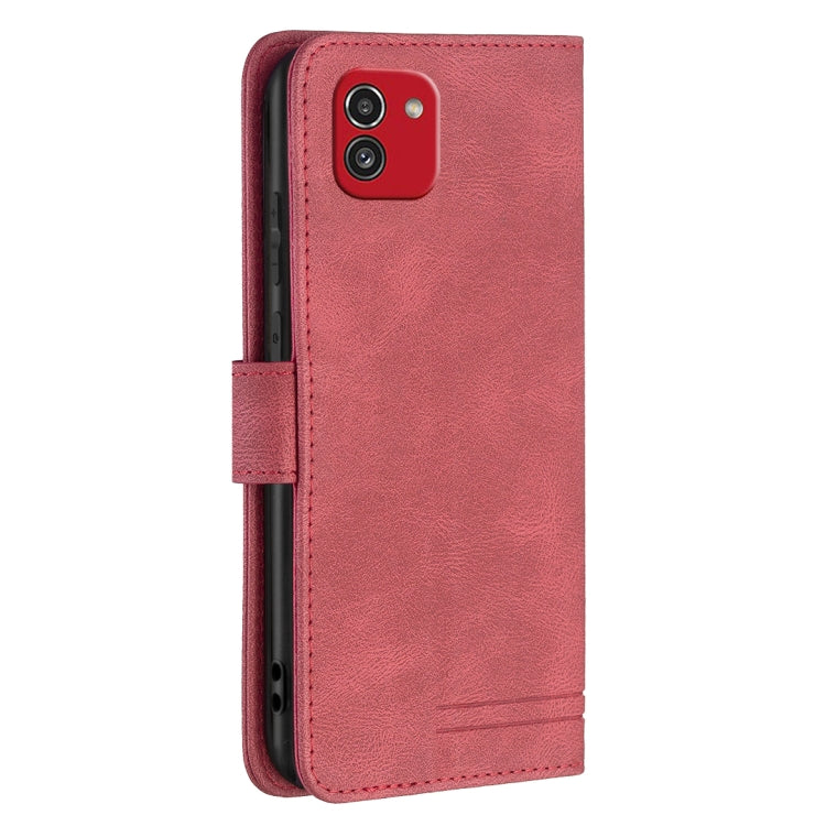 For Samsung Galaxy A03 166mm BF09 Magnetic Buckle RFID Flip Leather Phone Case