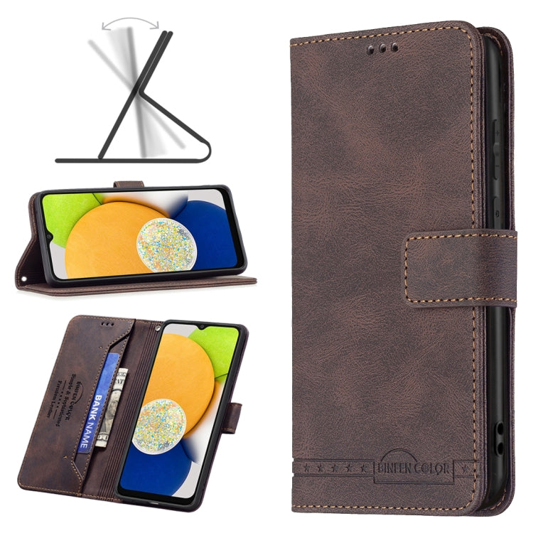 For Samsung Galaxy A03 166mm BF09 Magnetic Buckle RFID Flip Leather Phone Case