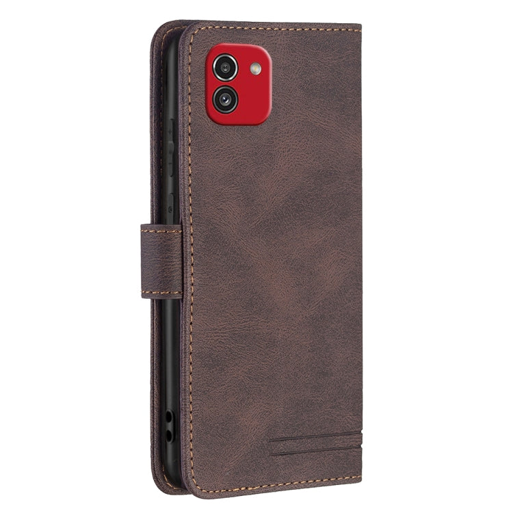 For Samsung Galaxy A03 166mm BF09 Magnetic Buckle RFID Flip Leather Phone Case