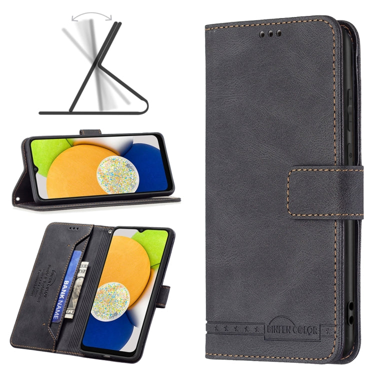 For Samsung Galaxy A03 166mm BF09 Magnetic Buckle RFID Flip Leather Phone Case