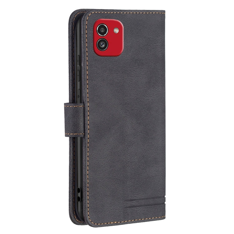 For Samsung Galaxy A03 166mm BF09 Magnetic Buckle RFID Flip Leather Phone Case