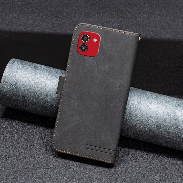 For Samsung Galaxy A03 166mm BF09 Magnetic Buckle RFID Flip Leather Phone Case