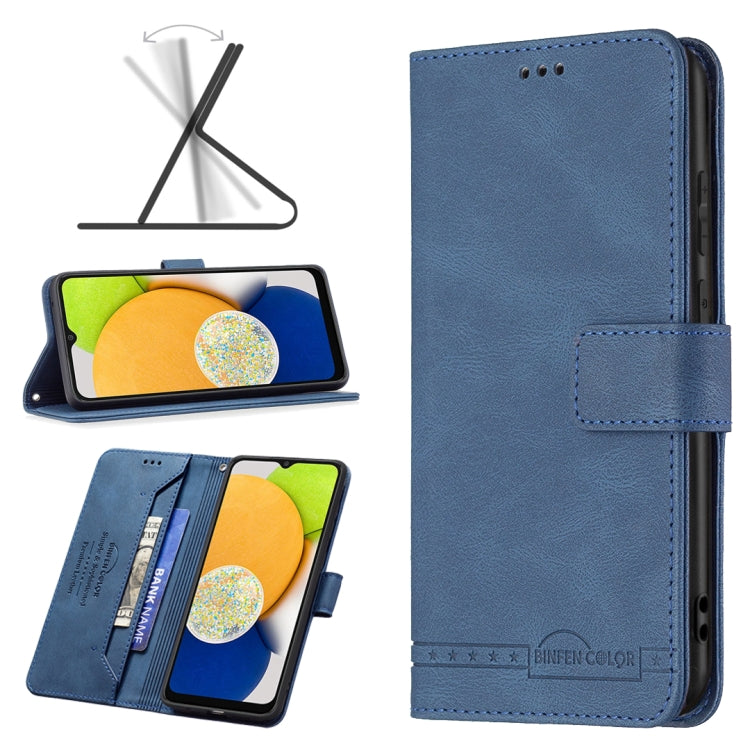 For Samsung Galaxy A03 166mm BF09 Magnetic Buckle RFID Flip Leather Phone Case