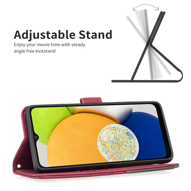 For Samsung Galaxy A03 166mm BF05 Magnetic Buckle Rhombus Texture Leather Phone Case