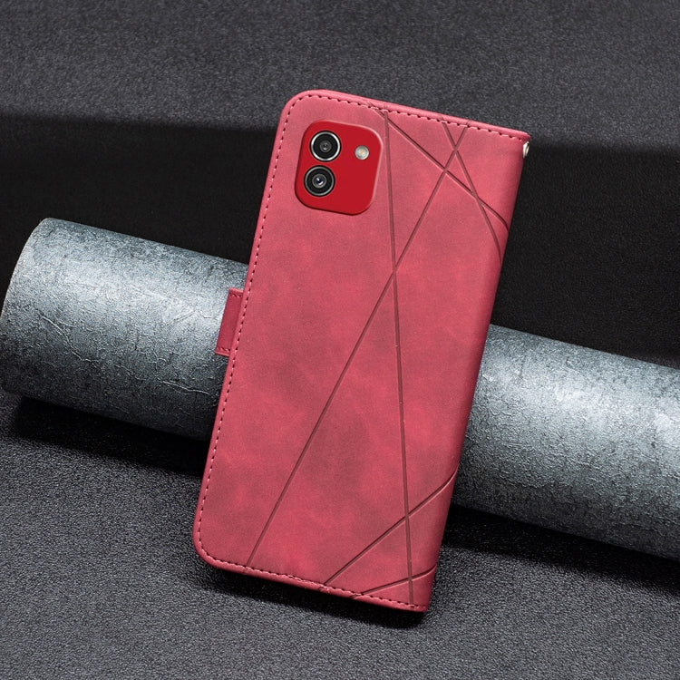 For Samsung Galaxy A03 166mm BF05 Magnetic Buckle Rhombus Texture Leather Phone Case