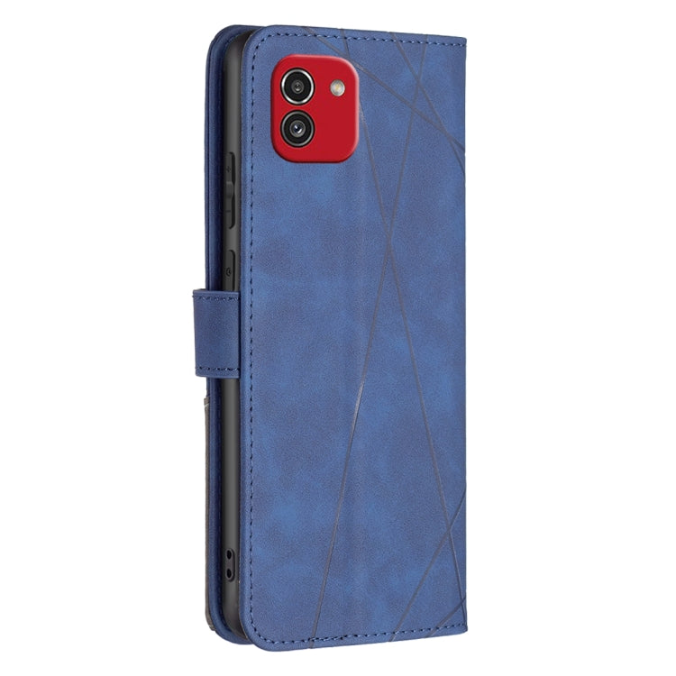 For Samsung Galaxy A03 166mm BF05 Magnetic Buckle Rhombus Texture Leather Phone Case