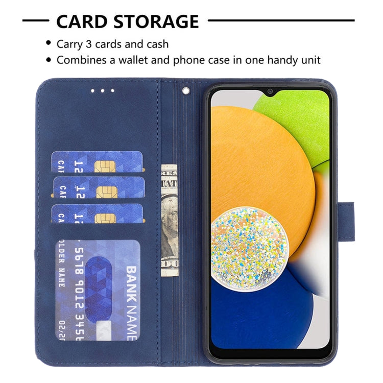 For Samsung Galaxy A03 166mm BF05 Magnetic Buckle Rhombus Texture Leather Phone Case