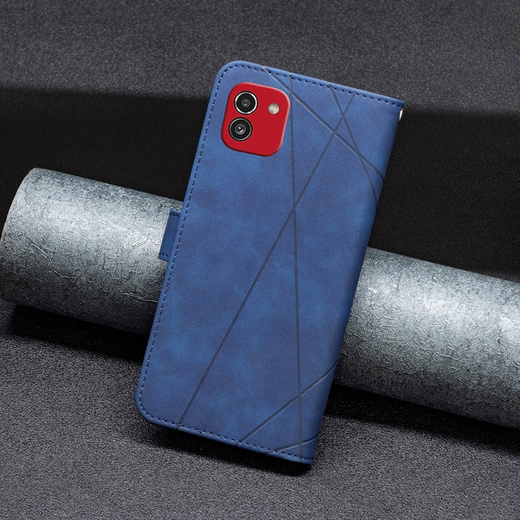 For Samsung Galaxy A03 166mm BF05 Magnetic Buckle Rhombus Texture Leather Phone Case