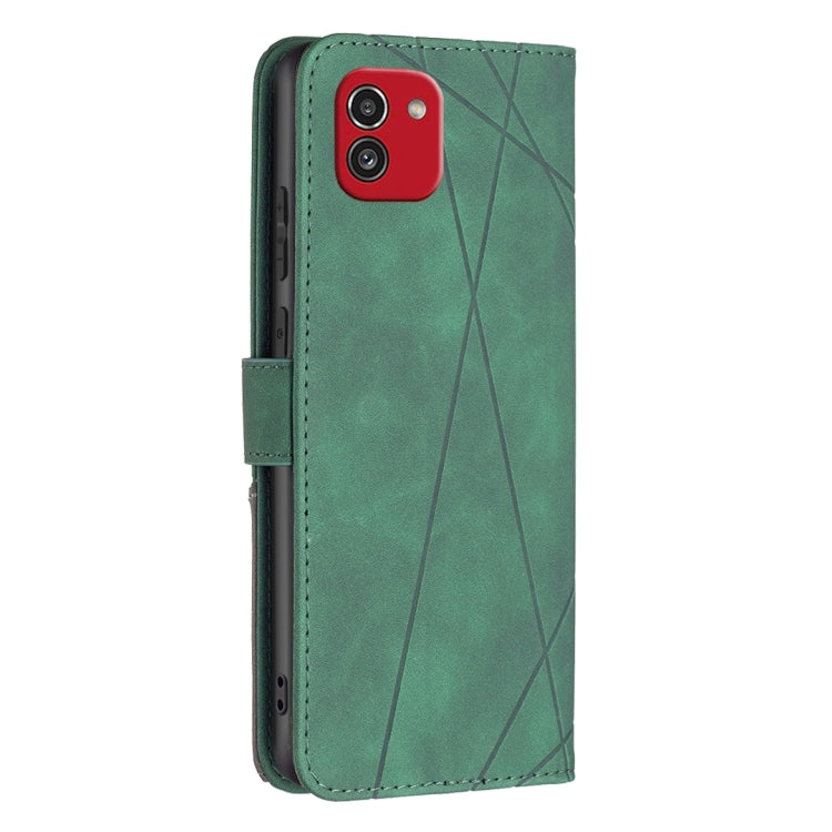 For Samsung Galaxy A03 166mm BF05 Magnetic Buckle Rhombus Texture Leather Phone Case