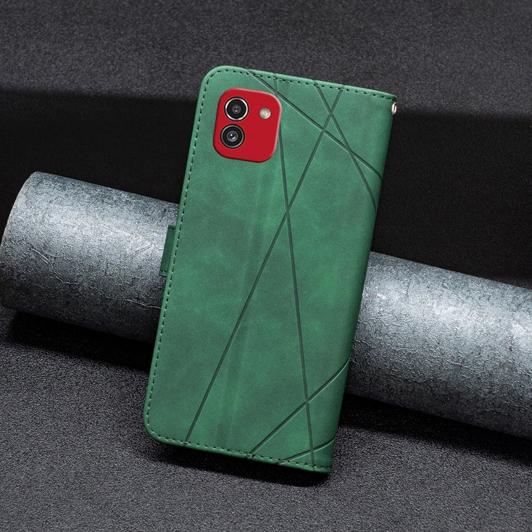 For Samsung Galaxy A03 166mm BF05 Magnetic Buckle Rhombus Texture Leather Phone Case