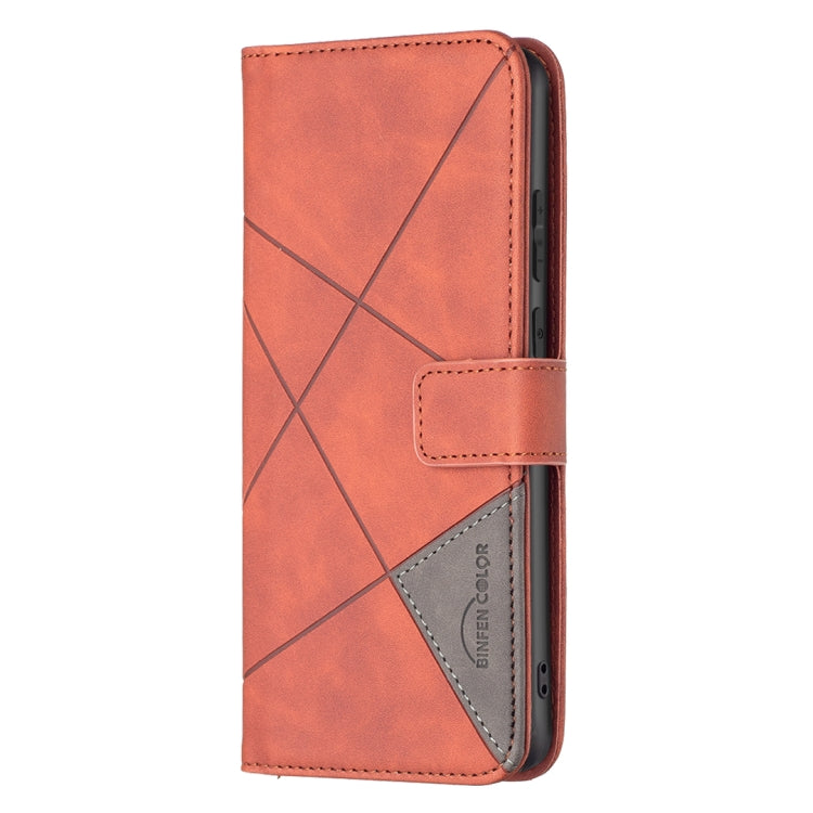 For Samsung Galaxy A03 166mm BF05 Magnetic Buckle Rhombus Texture Leather Phone Case