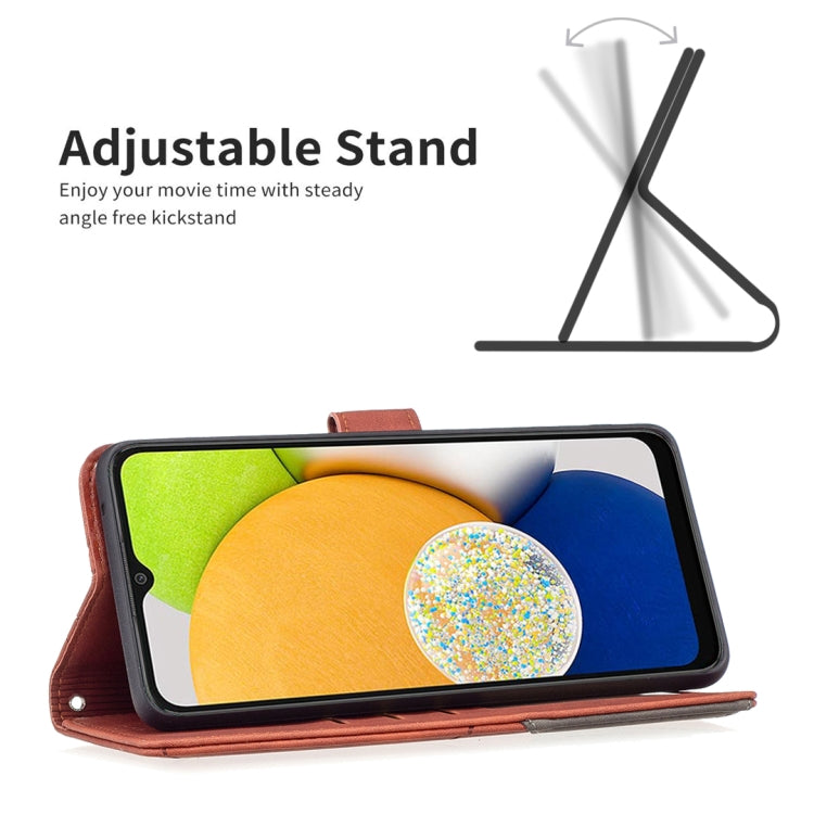 For Samsung Galaxy A03 166mm BF05 Magnetic Buckle Rhombus Texture Leather Phone Case