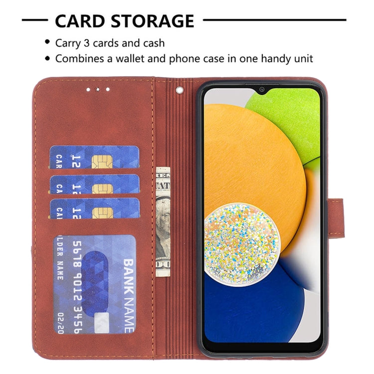 For Samsung Galaxy A03 166mm BF05 Magnetic Buckle Rhombus Texture Leather Phone Case