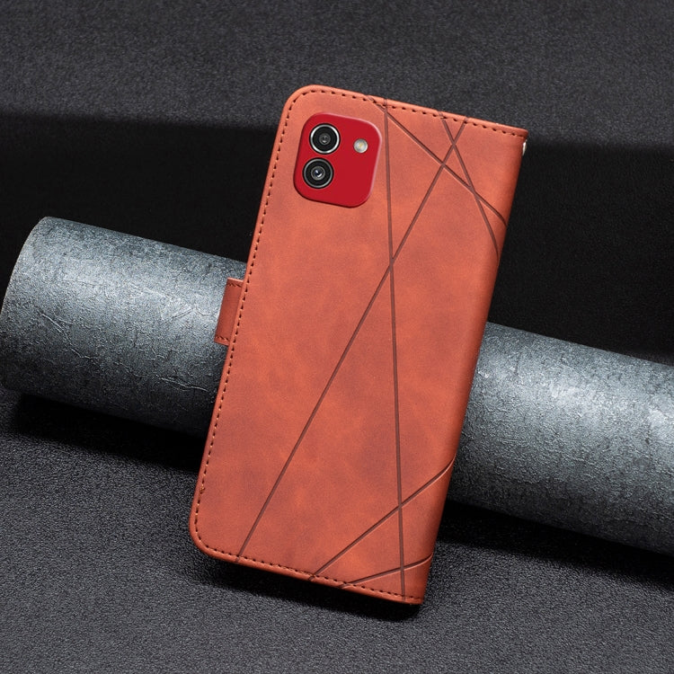 For Samsung Galaxy A03 166mm BF05 Magnetic Buckle Rhombus Texture Leather Phone Case