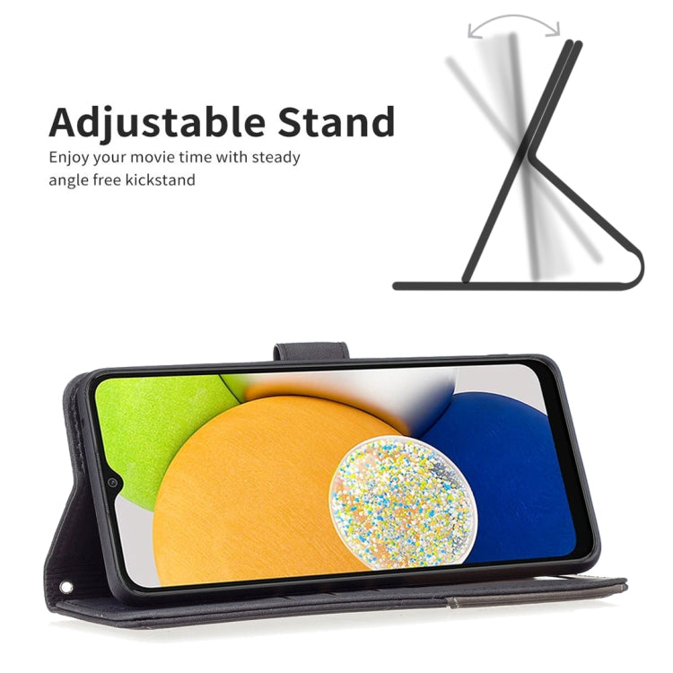 For Samsung Galaxy A03 166mm BF05 Magnetic Buckle Rhombus Texture Leather Phone Case